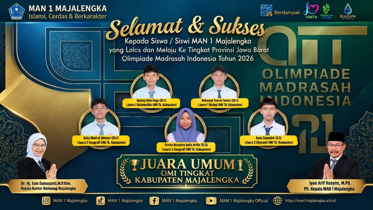 Sabet Juara Umum OMI 2026, Kepala Kemenag Majalengka Apresiasi Prestasi Siswa MAN 1 Majalengka