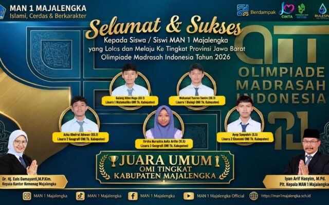 Sabet Juara Umum OMI 2026, Kepala Kemenag Majalengka Apresiasi Prestasi Siswa MAN 1 Majalengka